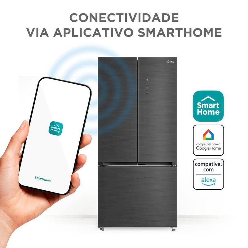 Geladeira Multidoor 672L Space Master cor Black Inox Midea